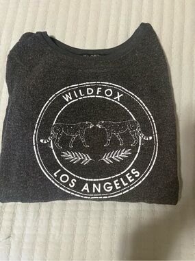 Wildfox Charcoal Heather Pullover with White Logo